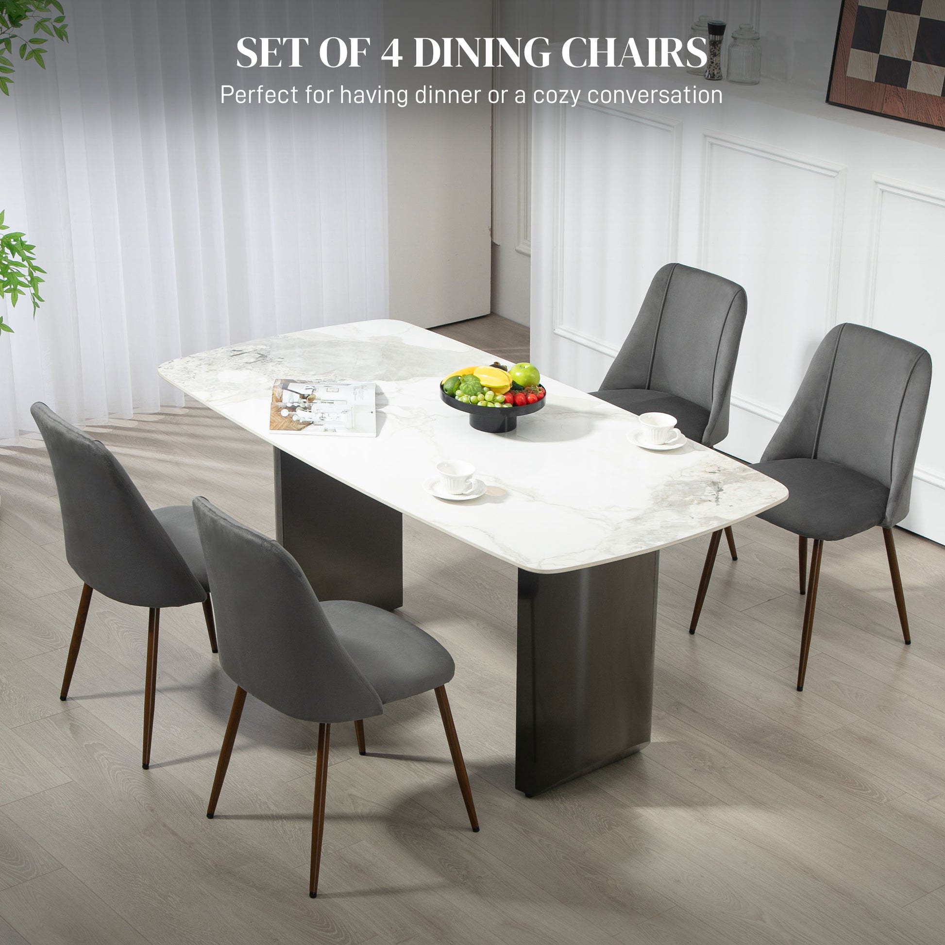 Dining Chairs Set of 4 - Velvet Dark Grey-DECOROLALA