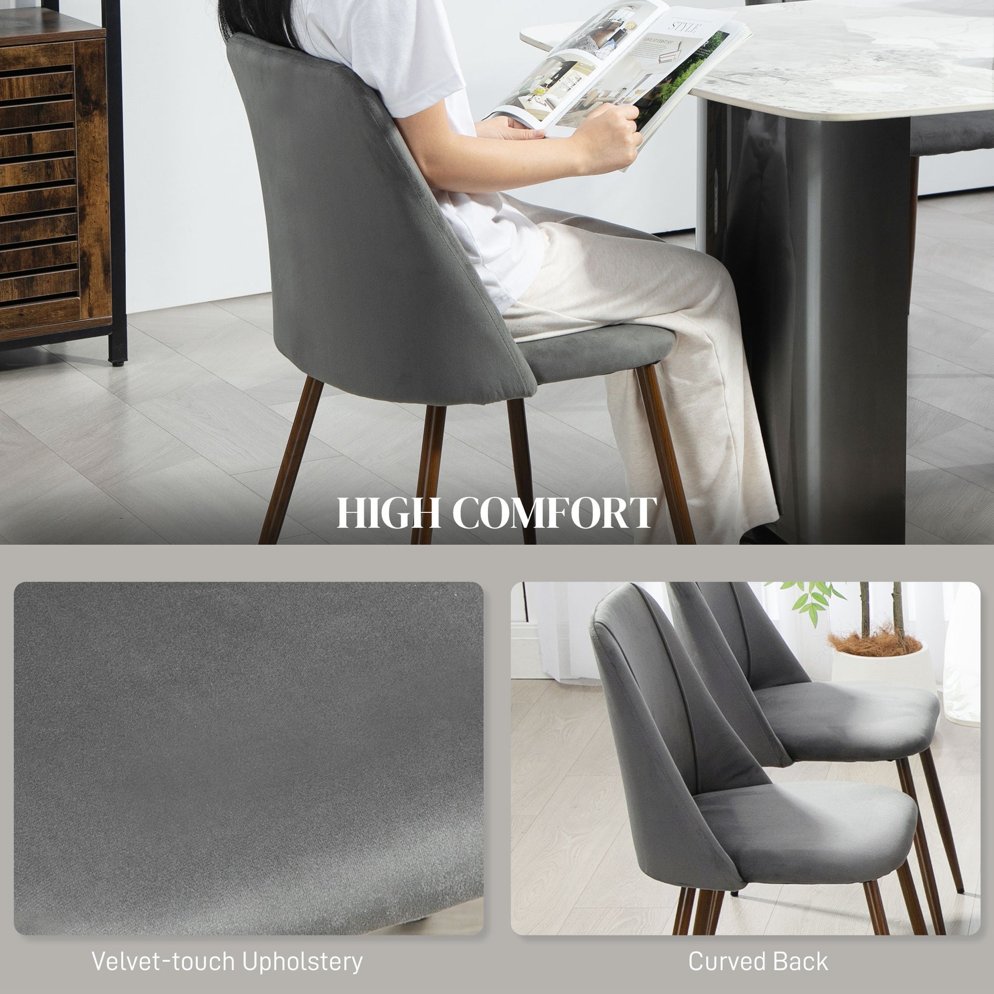 Dining Chairs Set of 4 - Velvet Dark Grey-DECOROLALA