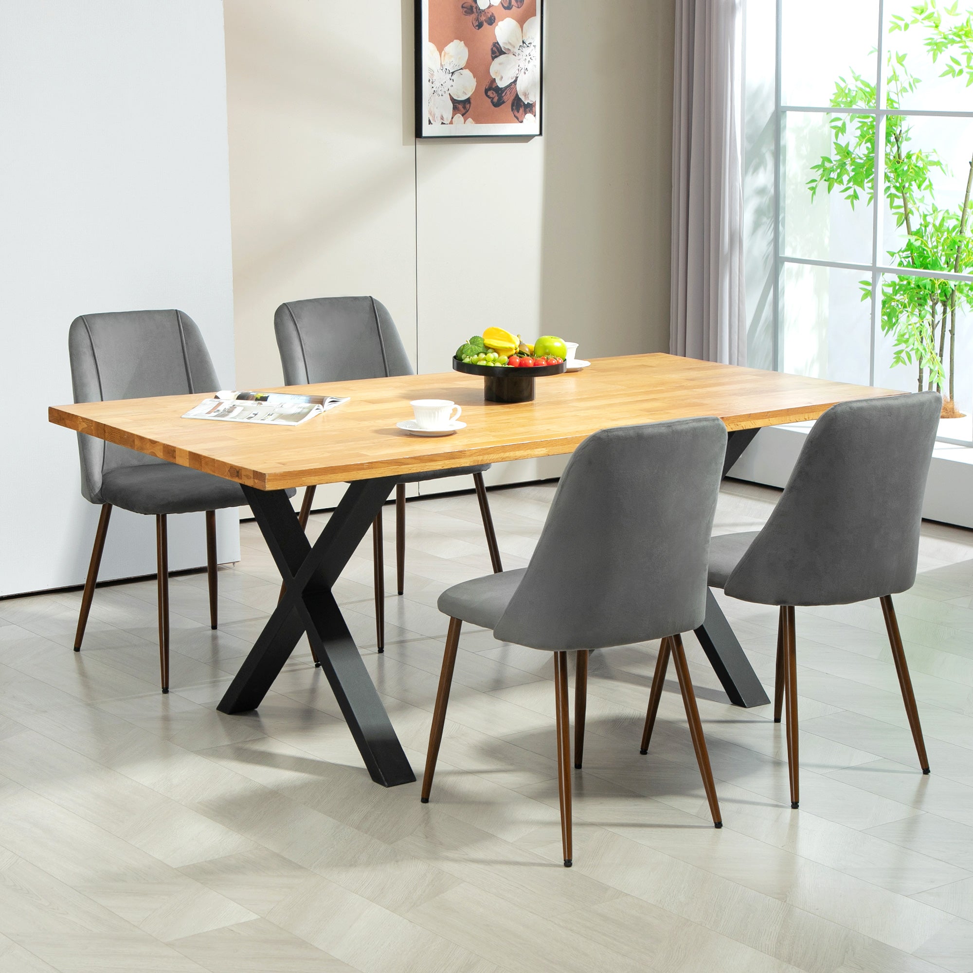 Dining Chairs Set of 4 - Velvet Dark Grey-DECOROLALA