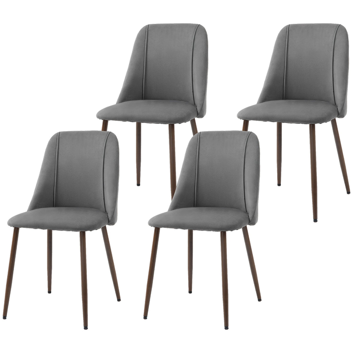 Dining Chairs Set of 4 - Velvet Dark Grey-Dining Chairs-DECOROLALA