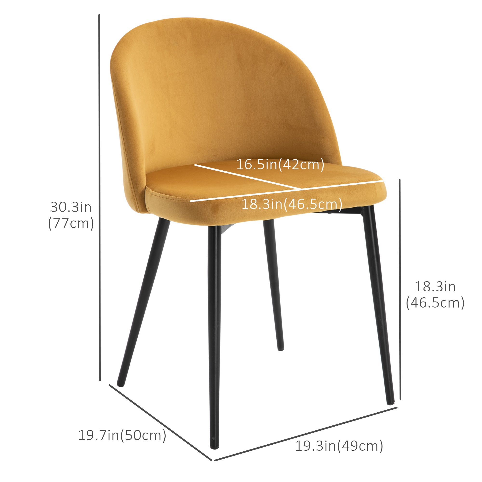Dining Chairs Set of 4 - Yellow Velvet Mid-Back-DECOROLALA