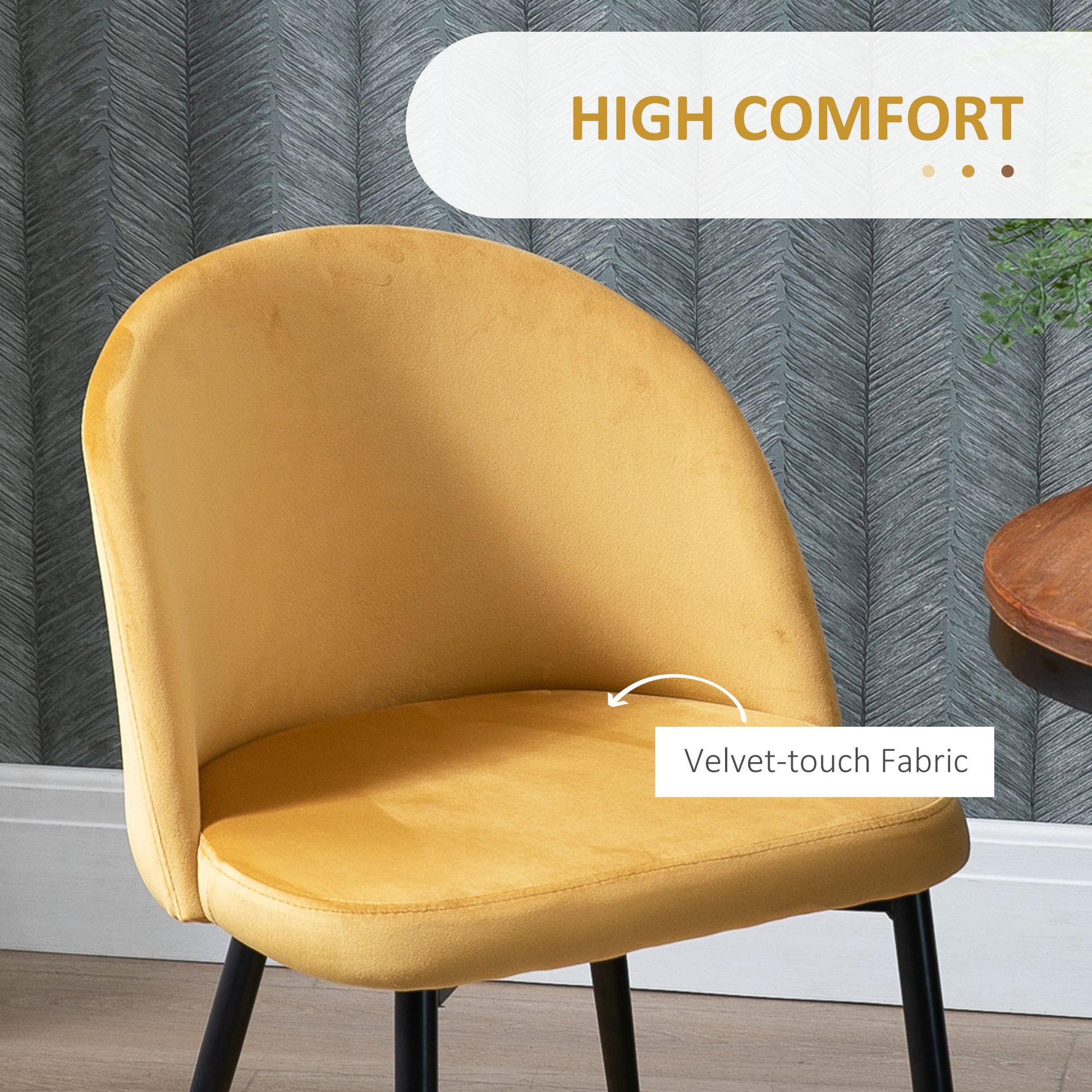 Dining Chairs Set of 4 - Yellow Velvet Mid-Back-DECOROLALA