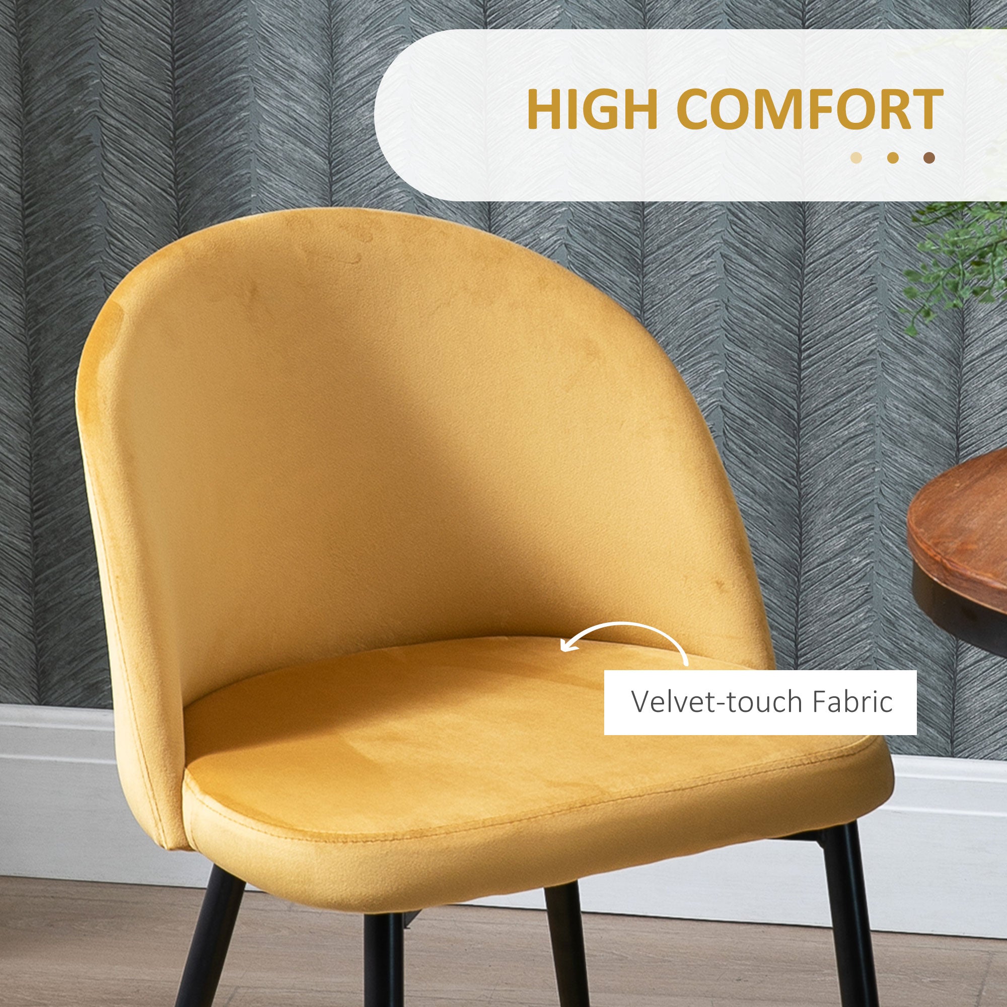 Dining Chairs Set of 4 - Yellow Velvet Mid-Back-DECOROLALA