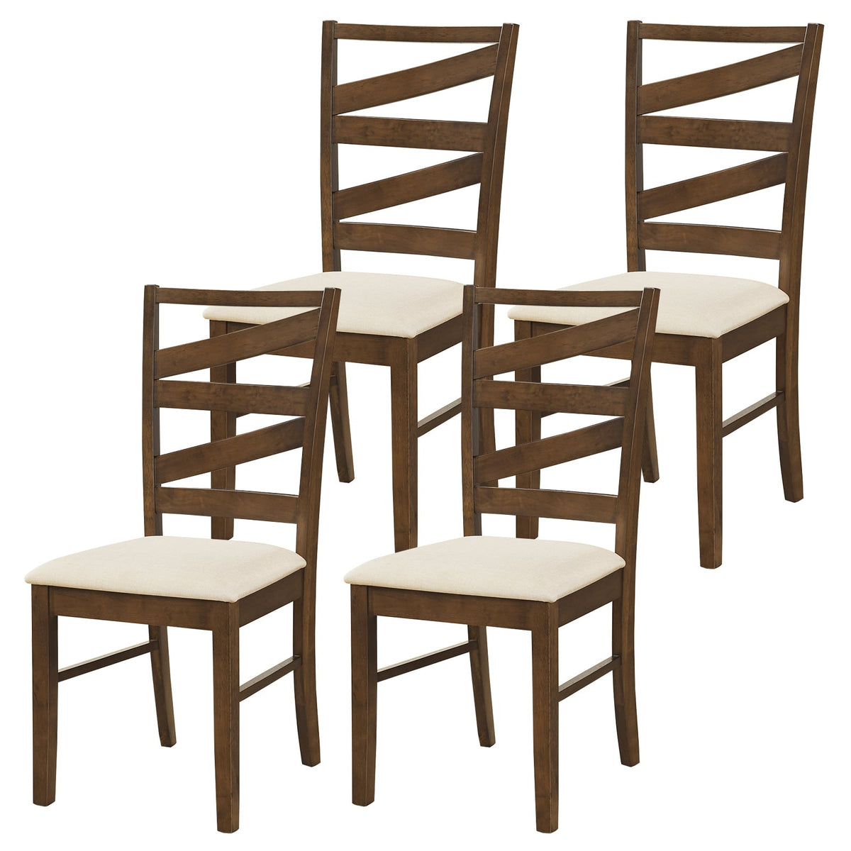 Dining Chairs Set of 4 with Backrests and Rubber Wood Frames-Brown-Dining Chairs-DECOROLALA