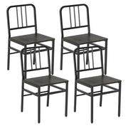 Dining Chairs Set of 4 with Slatted Backrest & Metal Frame and Wooden Seat-Gray-Dining Chairs-DECOROLALA