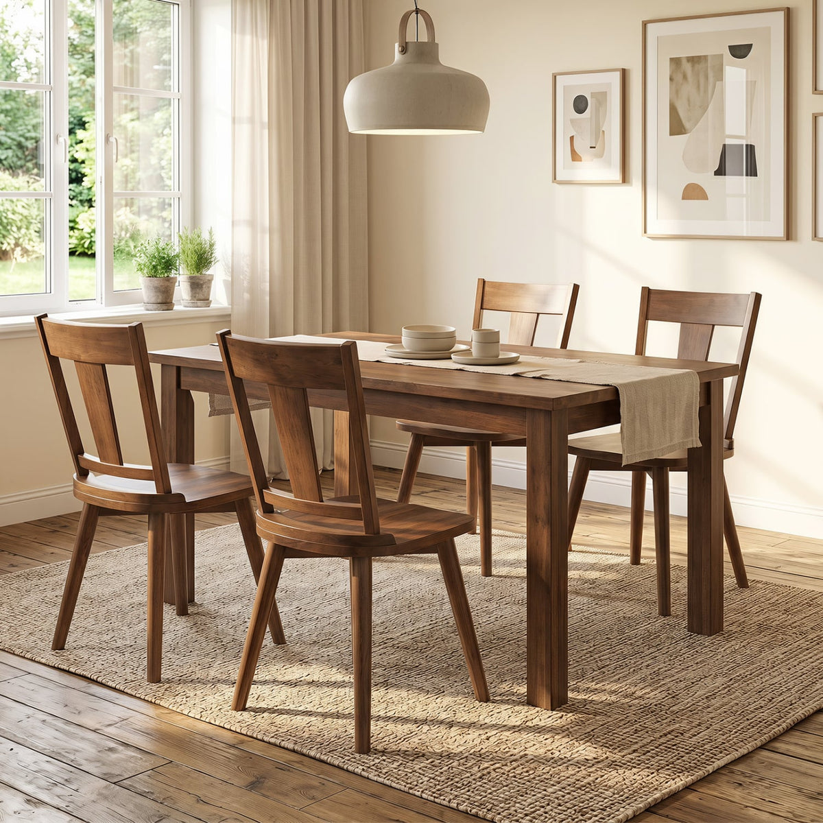 Dining Chairs Set of 4 with Solid Wood Backrest for Kitchen Dining Room-Walnut-Dining Chairs-DECOROLALA