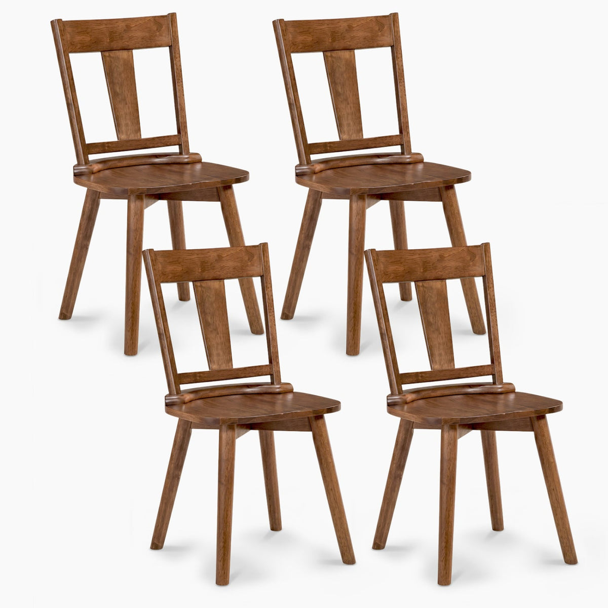 Dining Chairs Set of 4 with Solid Wood Backrest for Kitchen Dining Room-Walnut-Dining Chairs-DECOROLALA