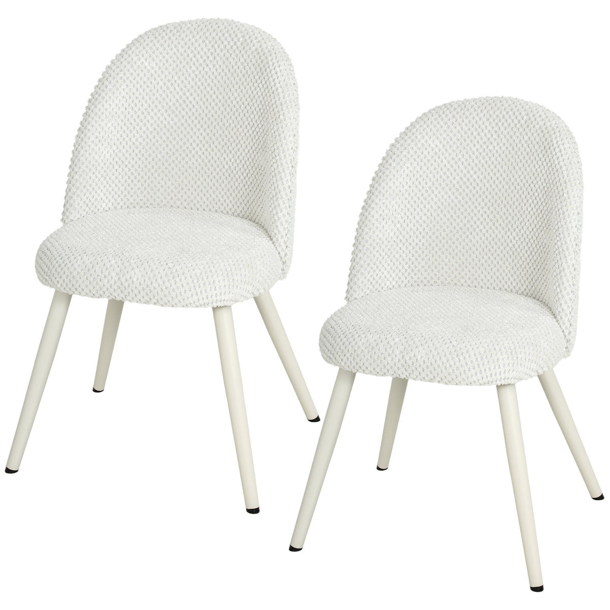Dining Chairs Velvet Fabric Upholstered Kitchen Chairs Metal Legs Set of 2, Dining Room, Home, White-Dining Chairs-DECOROLALA