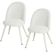 Dining Chairs Velvet Fabric Upholstered Kitchen Chairs Metal Legs Set of 2, Dining Room, Home, White-Home Furnishings > Kitchen & Dining Furniture > Dining Chairs-DECOROLALA