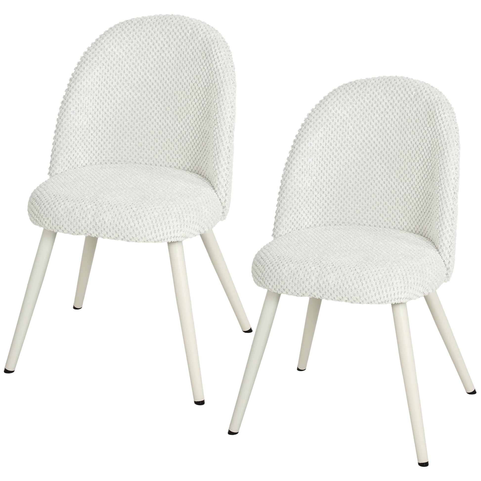 Dining Chairs Velvet Fabric Upholstered Kitchen Chairs Metal Legs Set of 2, Dining Room, Home, White-Home Furnishings > Kitchen & Dining Furniture > Dining Chairs-DECOROLALA
