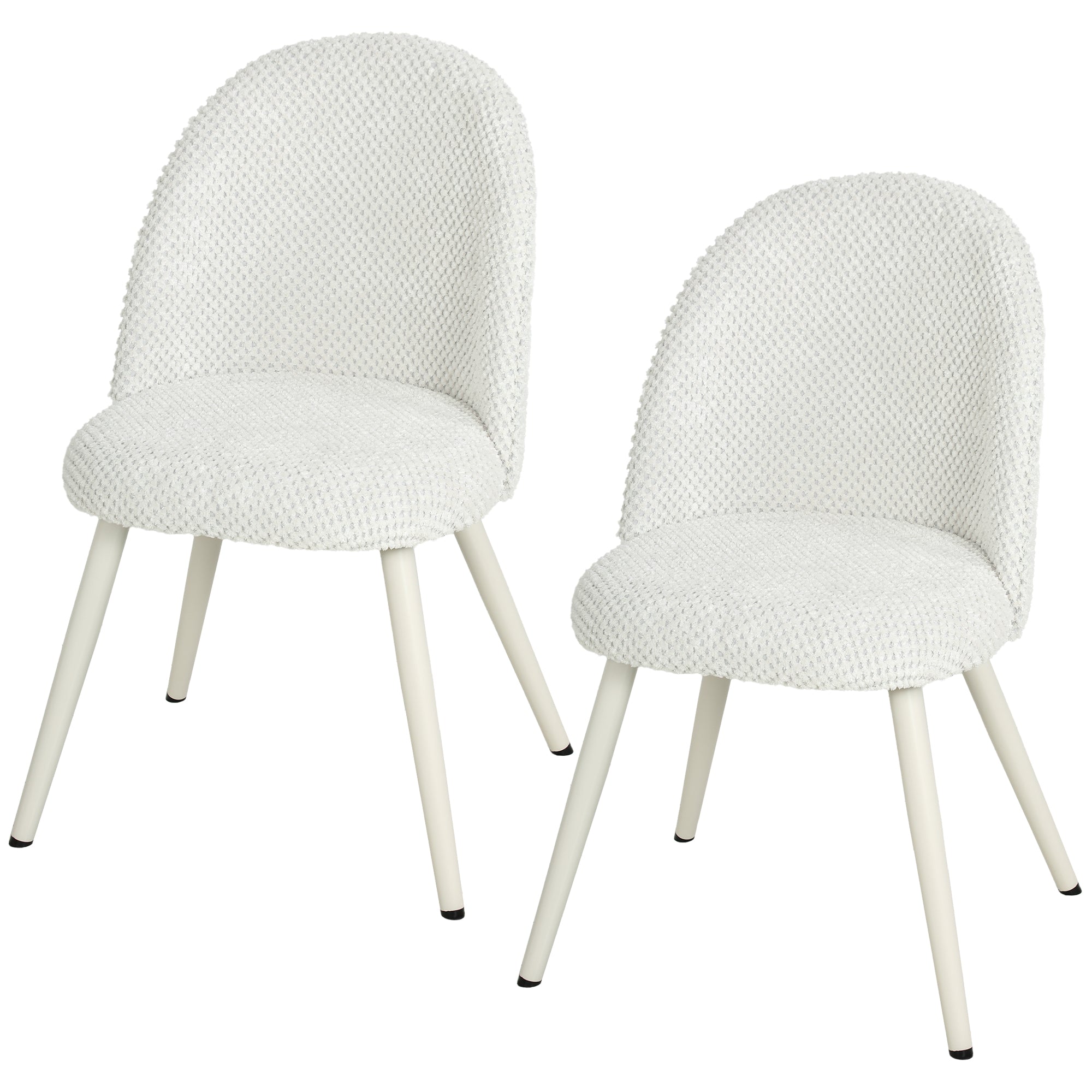 Dining Chairs Velvet Fabric Upholstered Kitchen Chairs Metal Legs Set of 2, Dining Room, Home, White-Home Furnishings > Kitchen & Dining Furniture > Dining Chairs-DECOROLALA