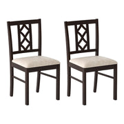 Dining Room Chairs Set of 2 Rubber Wood Dining Chairs with Hollowed Backrest-Brown-Dining Chairs-DECOROLALA