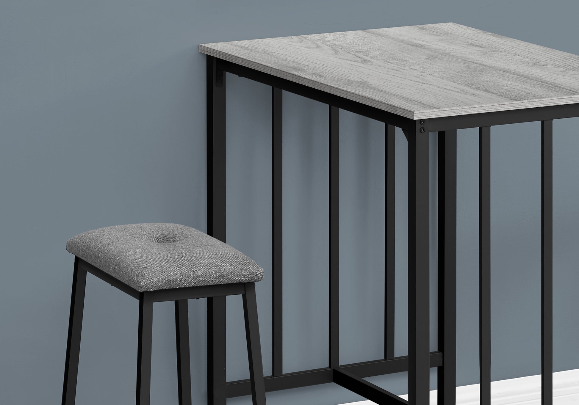 Dining Set - 3pcs Counter Height / Black Metal-Dining Set-DECOROLALA