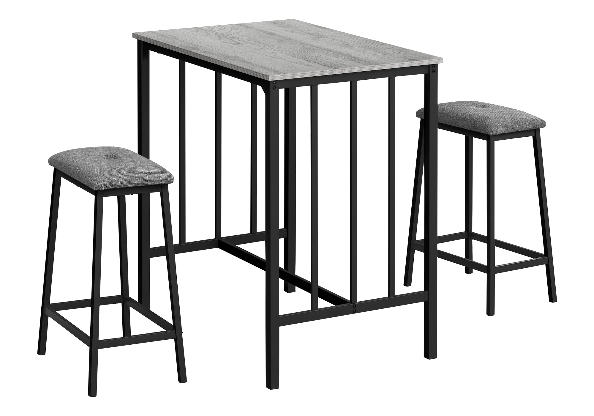 Dining Set - 3pcs Counter Height / Black Metal-Dining Set-DECOROLALA