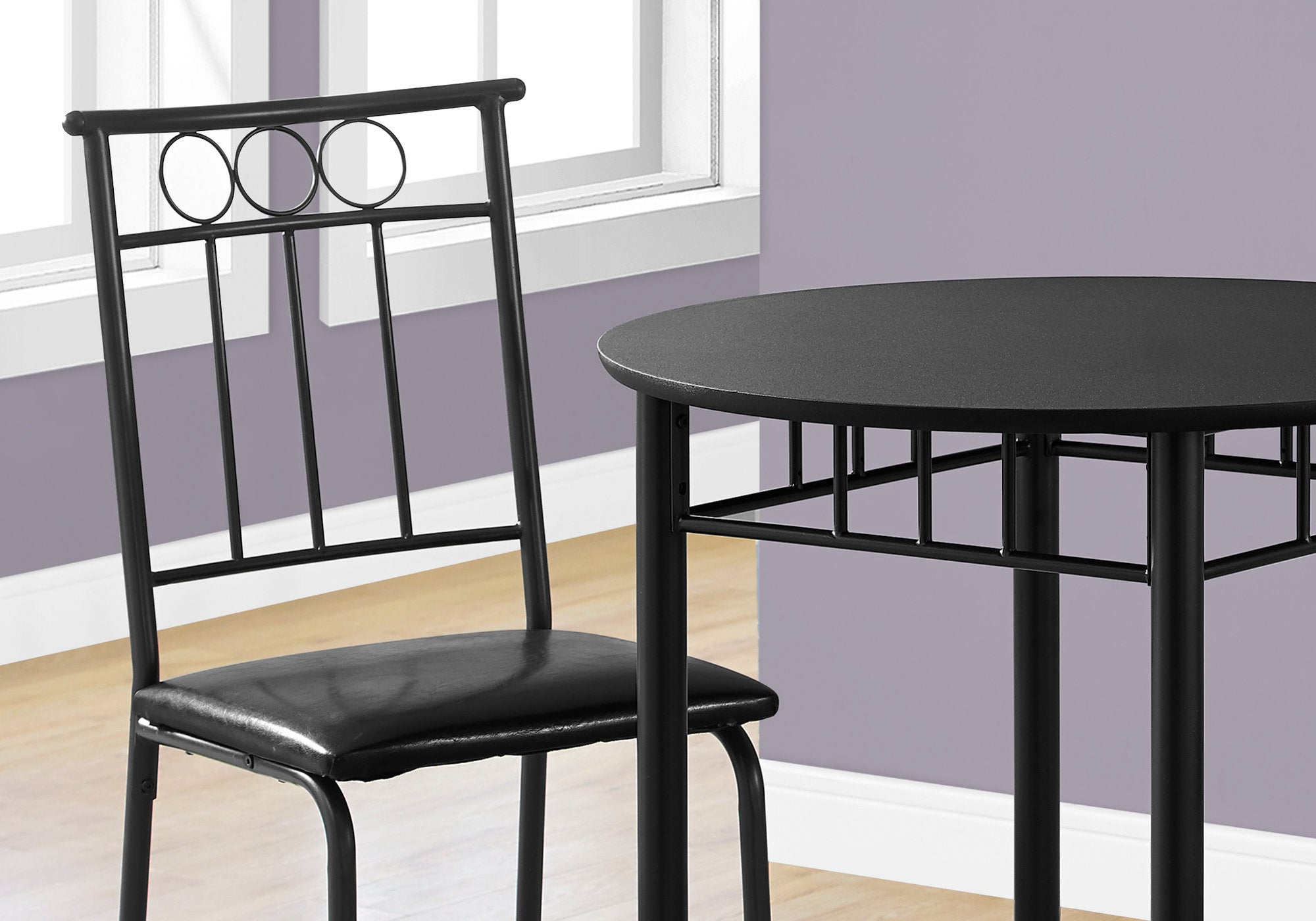 Dining Set - 3pcs Set / Black Metal And Top-Dining Set-DECOROLALA
