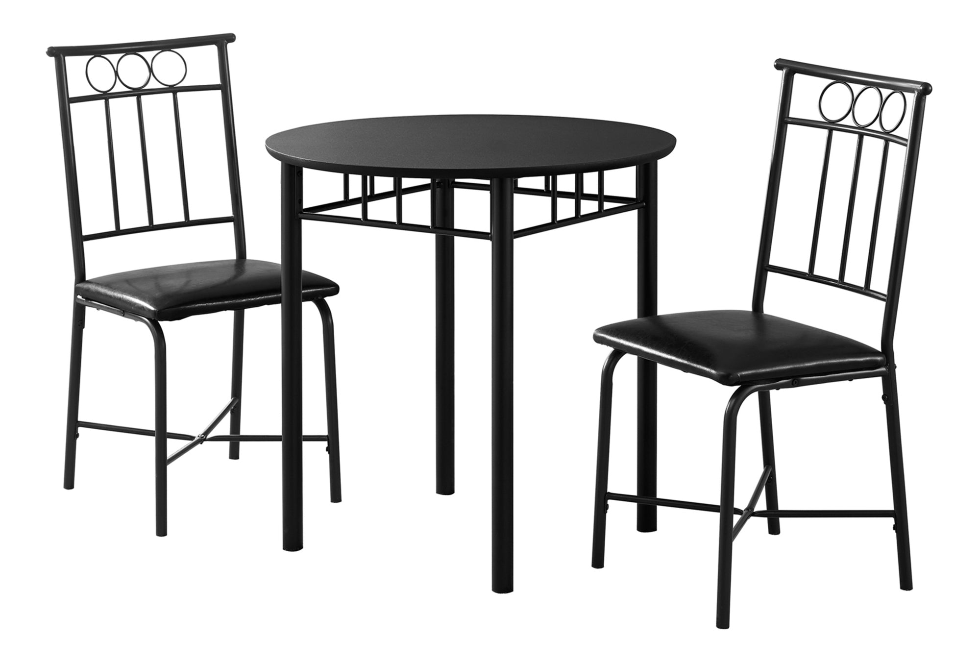 Dining Set - 3pcs Set / Black Metal And Top-Dining Set-DECOROLALA