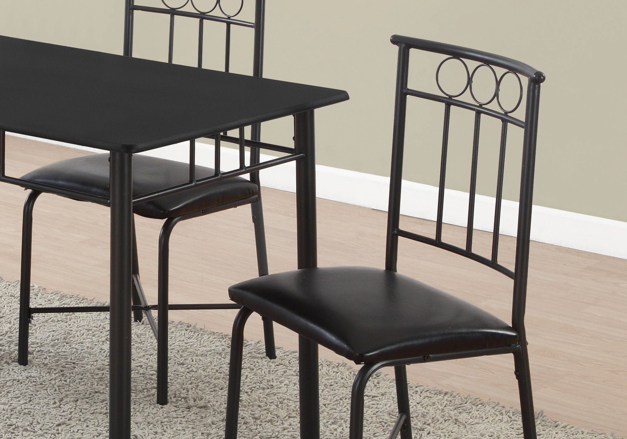Dining Set 5-Piece 40" Marble Top Black Metal-Dining Set-DECOROLALA