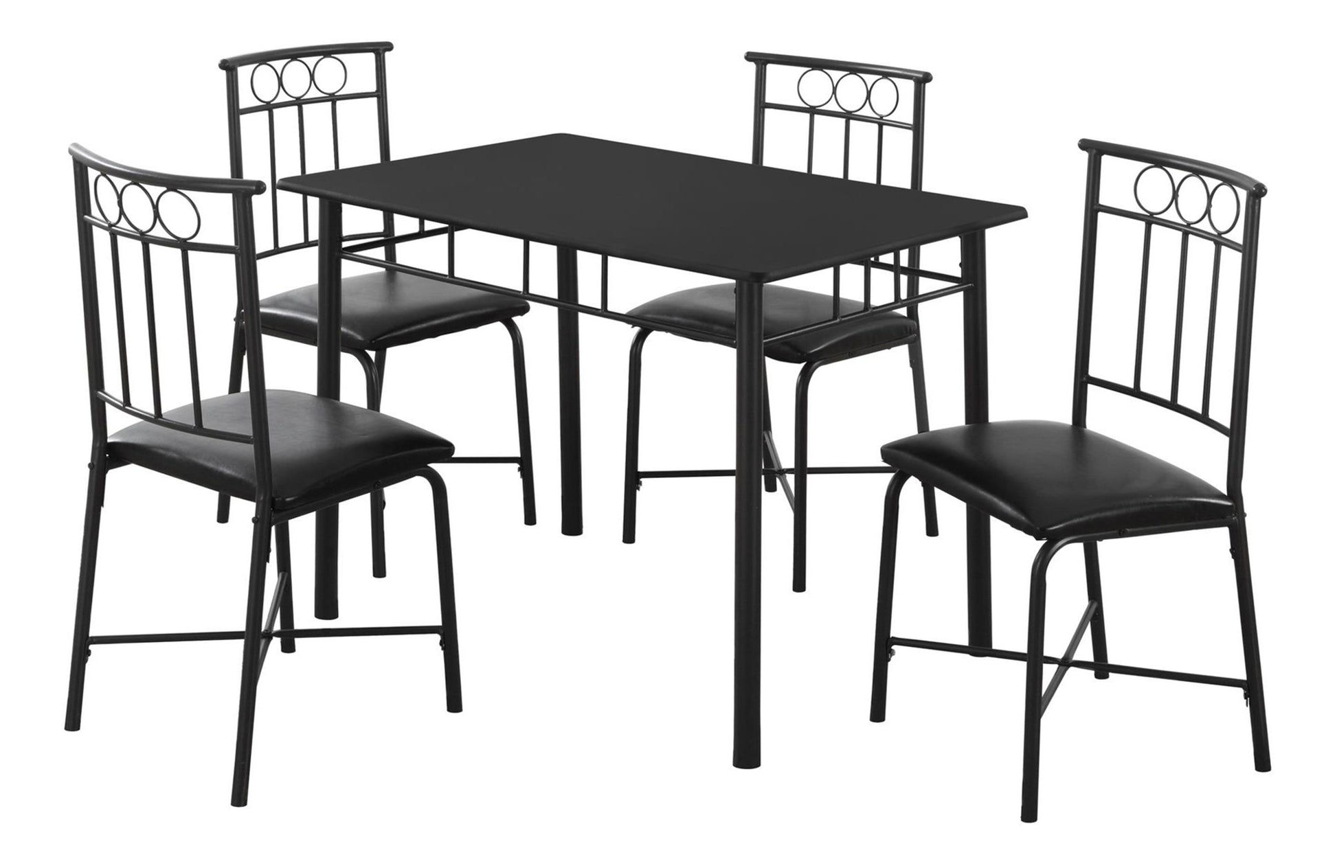 Dining Set 5-Piece 40" Marble Top Black Metal-Dining Set-DECOROLALA