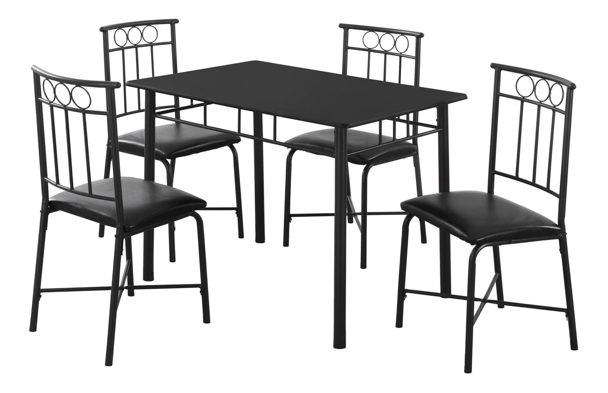 Dining Set 5-Piece 40" Marble Top Black Metal-Dining Set-DECOROLALA