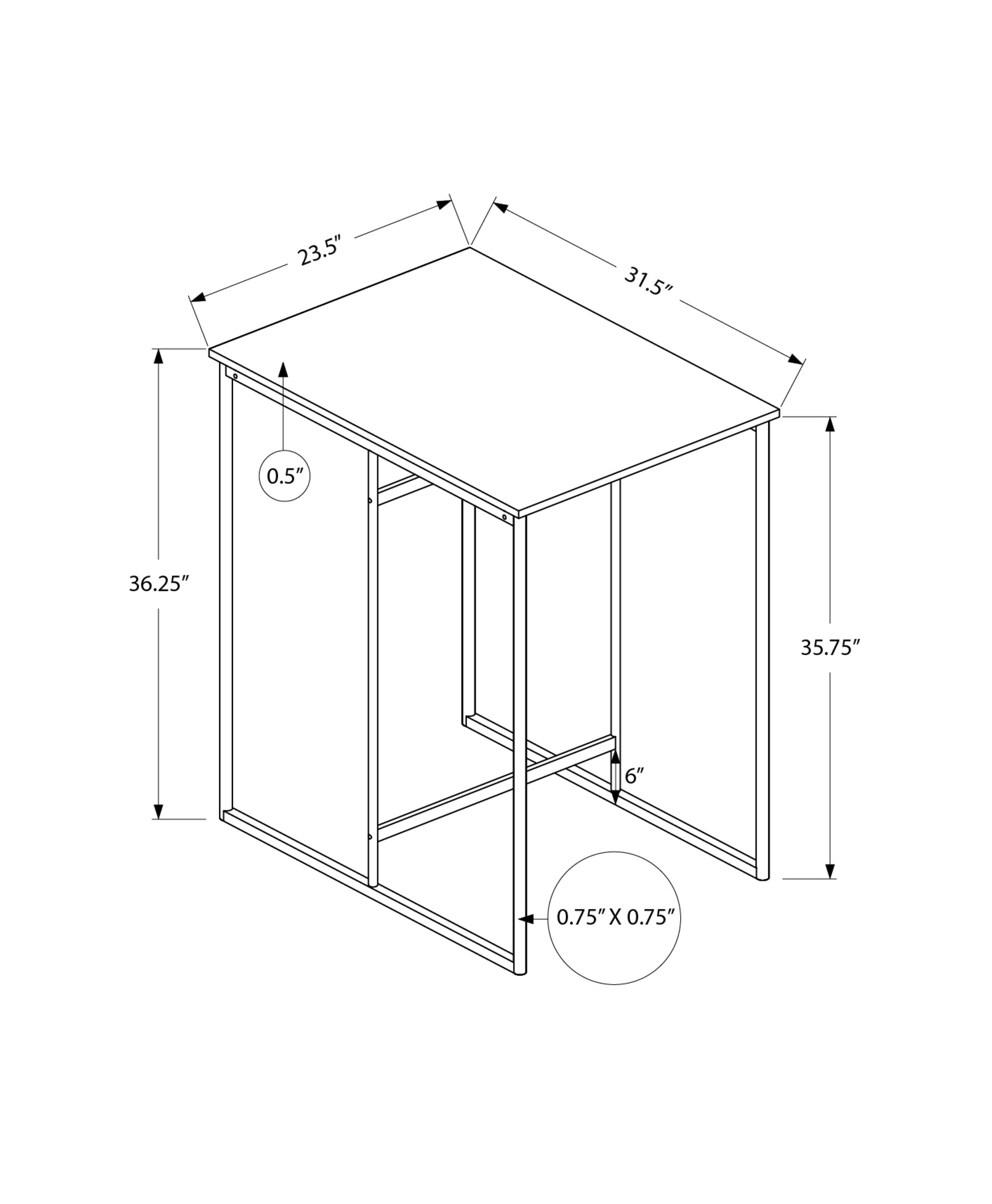 Dining Table - 24"X 32"/ Metal Counter-Dining Table-DECOROLALA