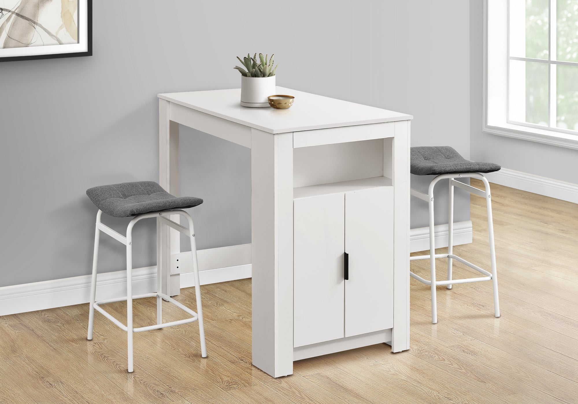 Dining Table 48" White Counter Height Storage-Dining Table-DECOROLALA