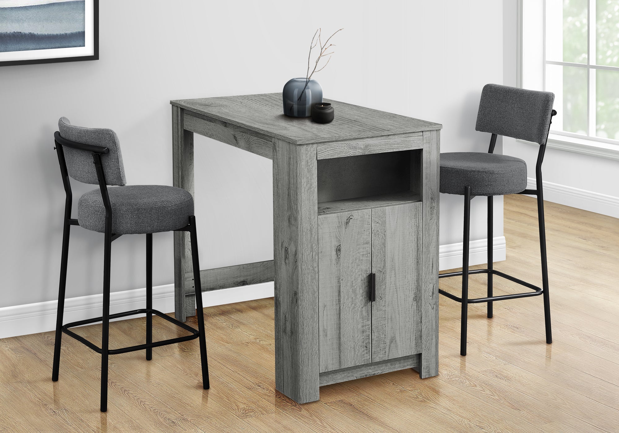 Dining Table 48" White Counter Height Storage-Dining Table-DECOROLALA
