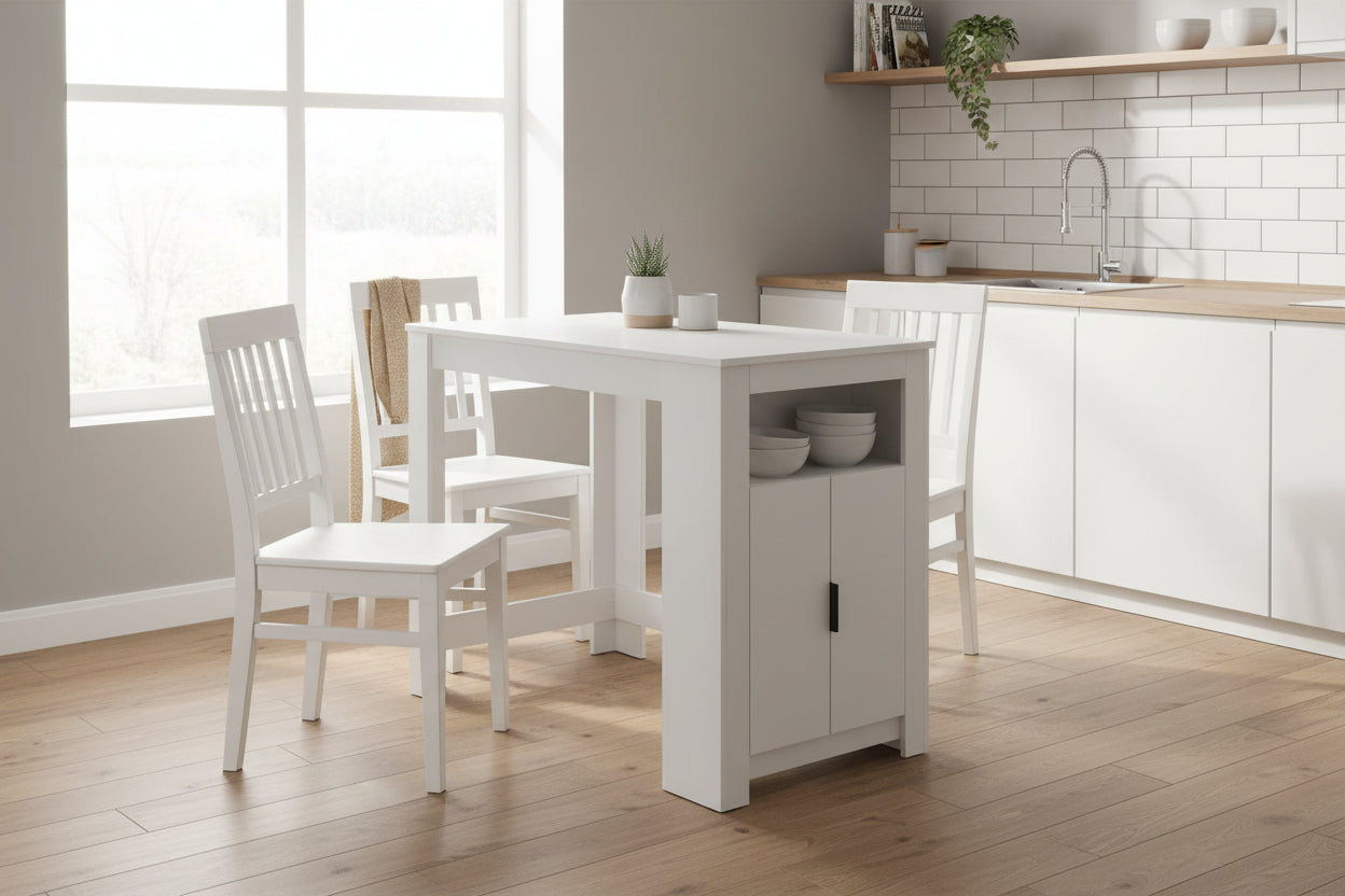 Dining Table 48" White Counter Height Storage-Dining Table-DECOROLALA