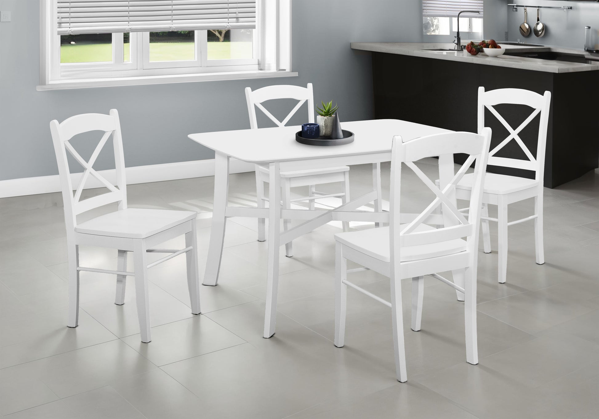 Dining Table 48" White Veneer Seats 4-Dining Table-DECOROLALA