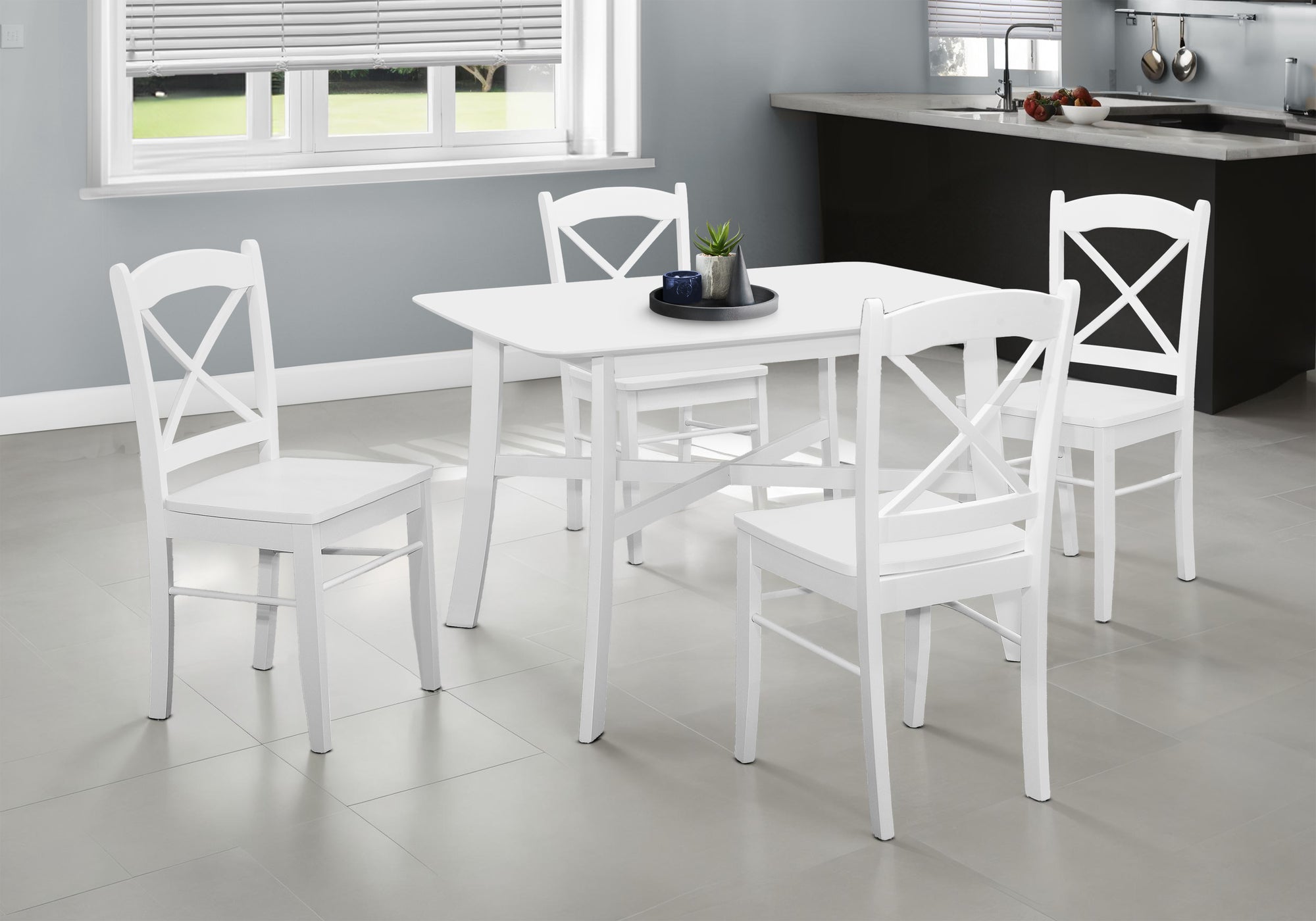 Dining Table 48" White Veneer Seats 4-Dining Table-DECOROLALA
