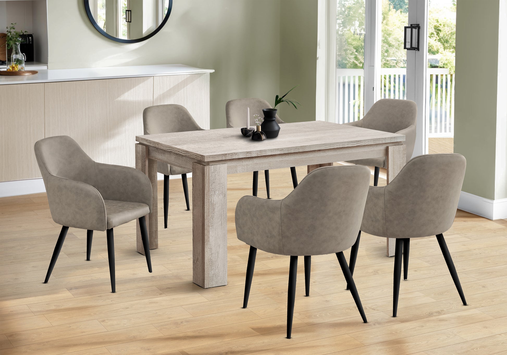 Dining Table 60" x 36" White Wood-Dining Chair-DECOROLALA