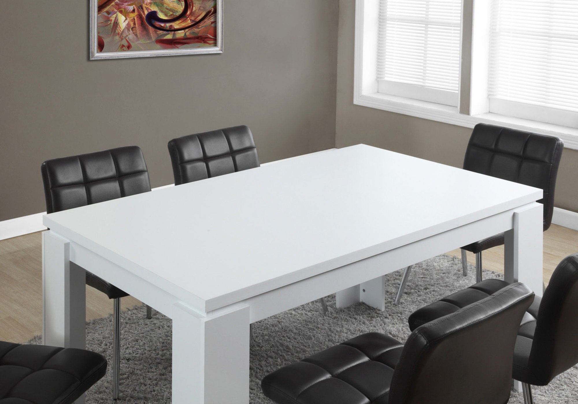 Dining Table 60" x 36" White Wood-Dining Chair-DECOROLALA