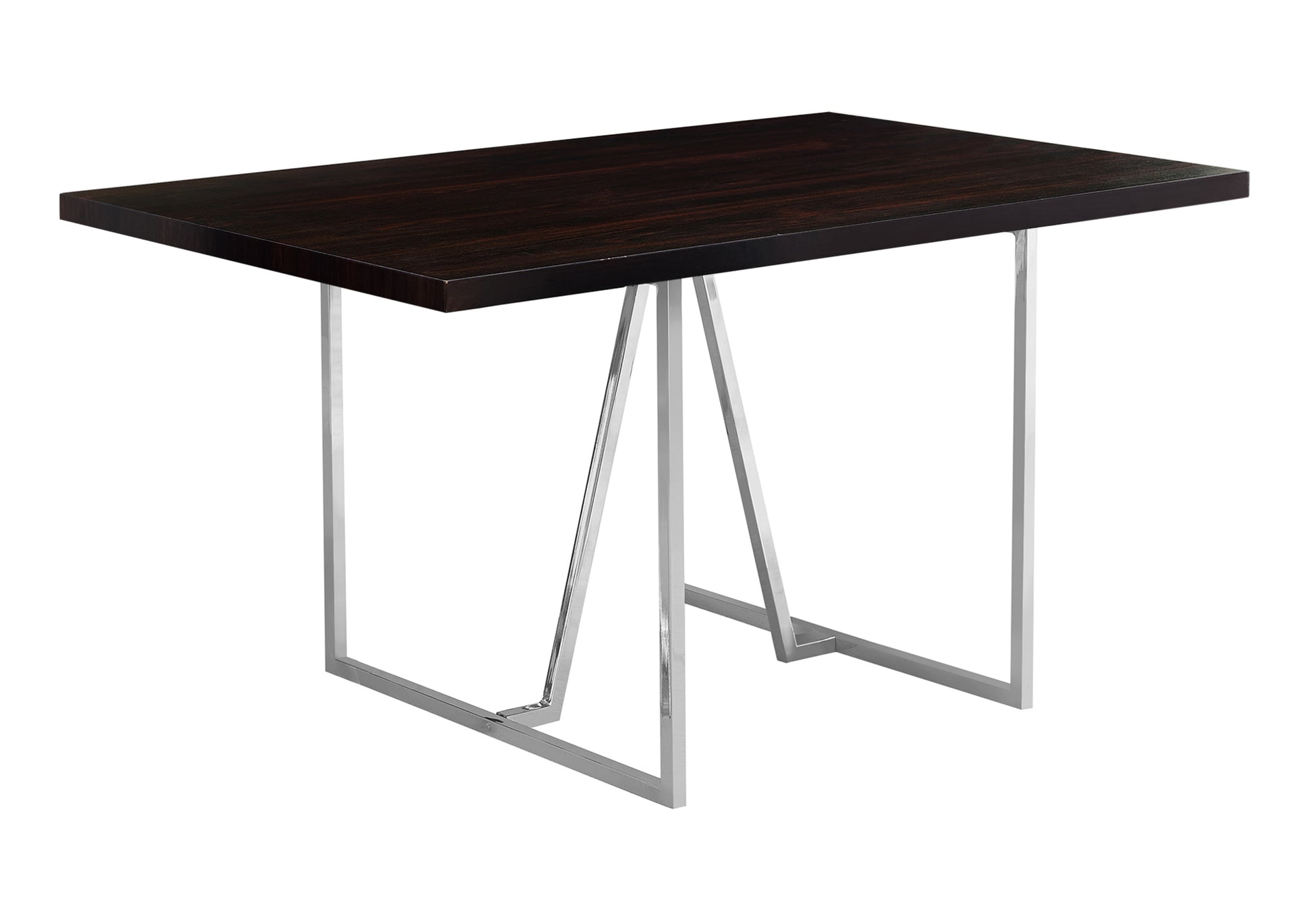 Dining Table 60"L x 36"W Espresso Chrome Metal-Dining Table-DECOROLALA