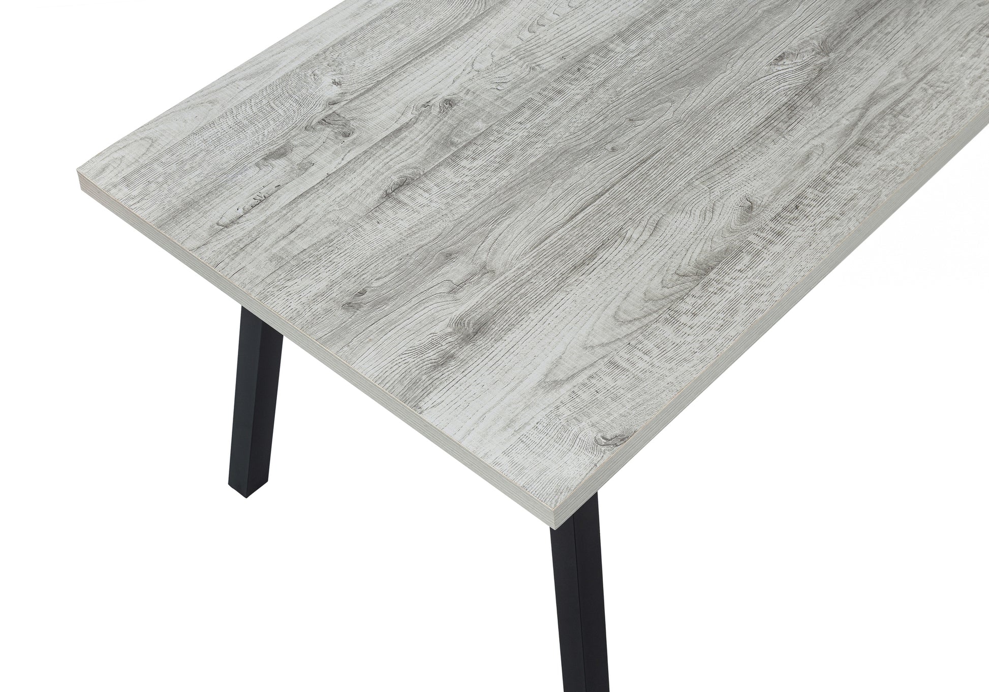 Dining Table 60"X 36" Grey Wood Laminate Black Metal-Dining Table-DECOROLALA