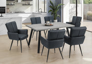 Dining Table 60"X 36" Grey Wood Laminate Black Metal-Dining Table-DECOROLALA