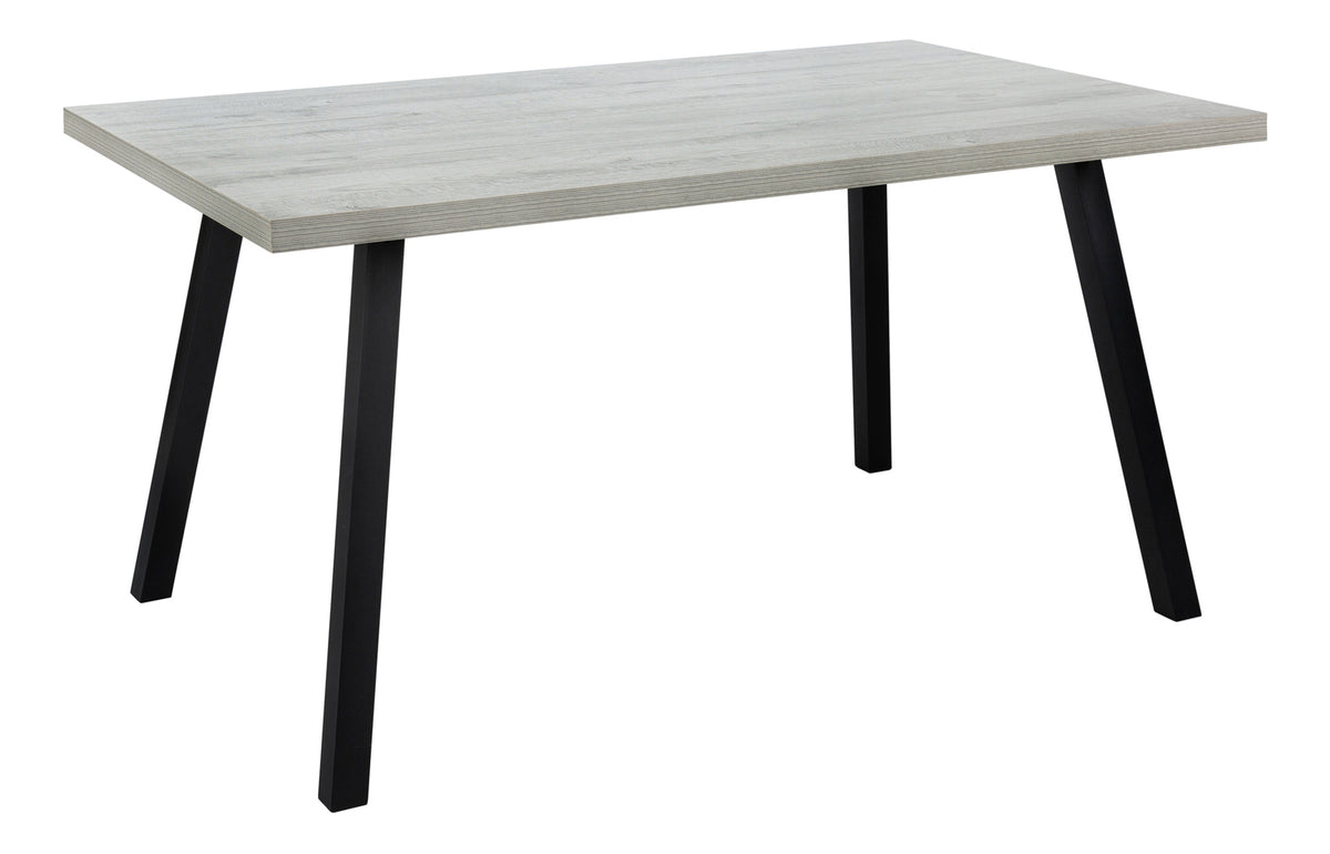 Dining Table 60"X 36" Grey Wood Laminate Black Metal-Dining Tables-DECOROLALA