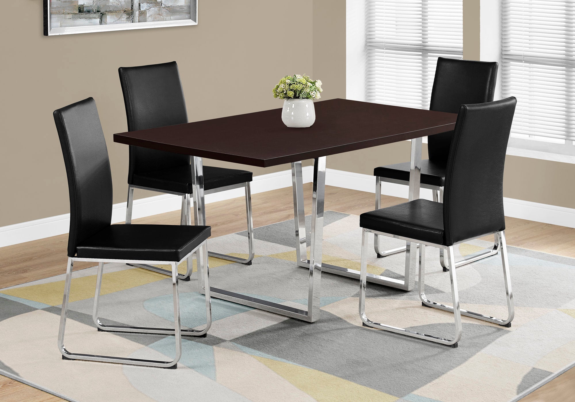 Dining Table 60"x36" Grey Cement Chrome Legs-Dining Chair-DECOROLALA