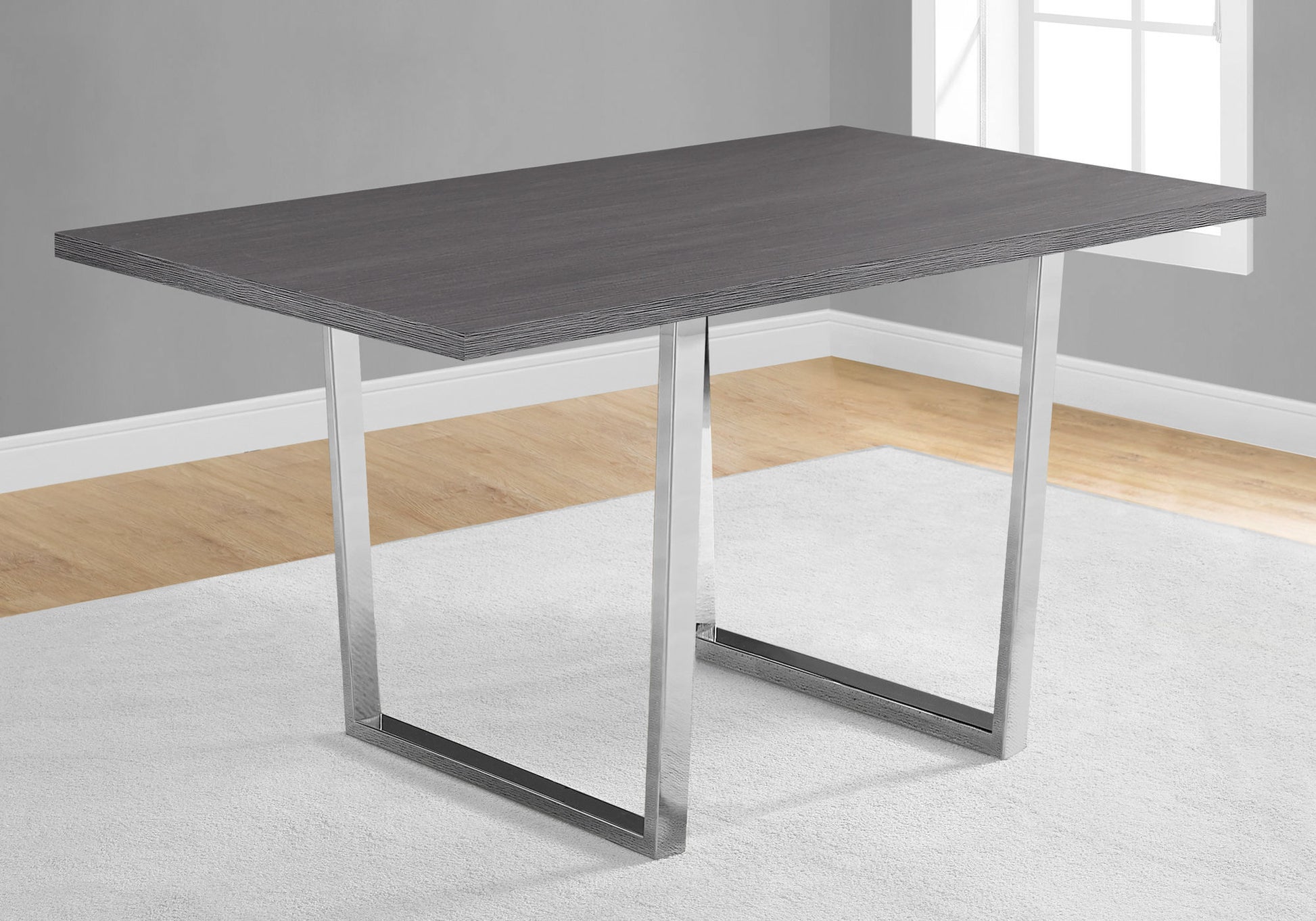 Dining Table 60"x36" Grey Cement Chrome Legs-Dining Chair-DECOROLALA