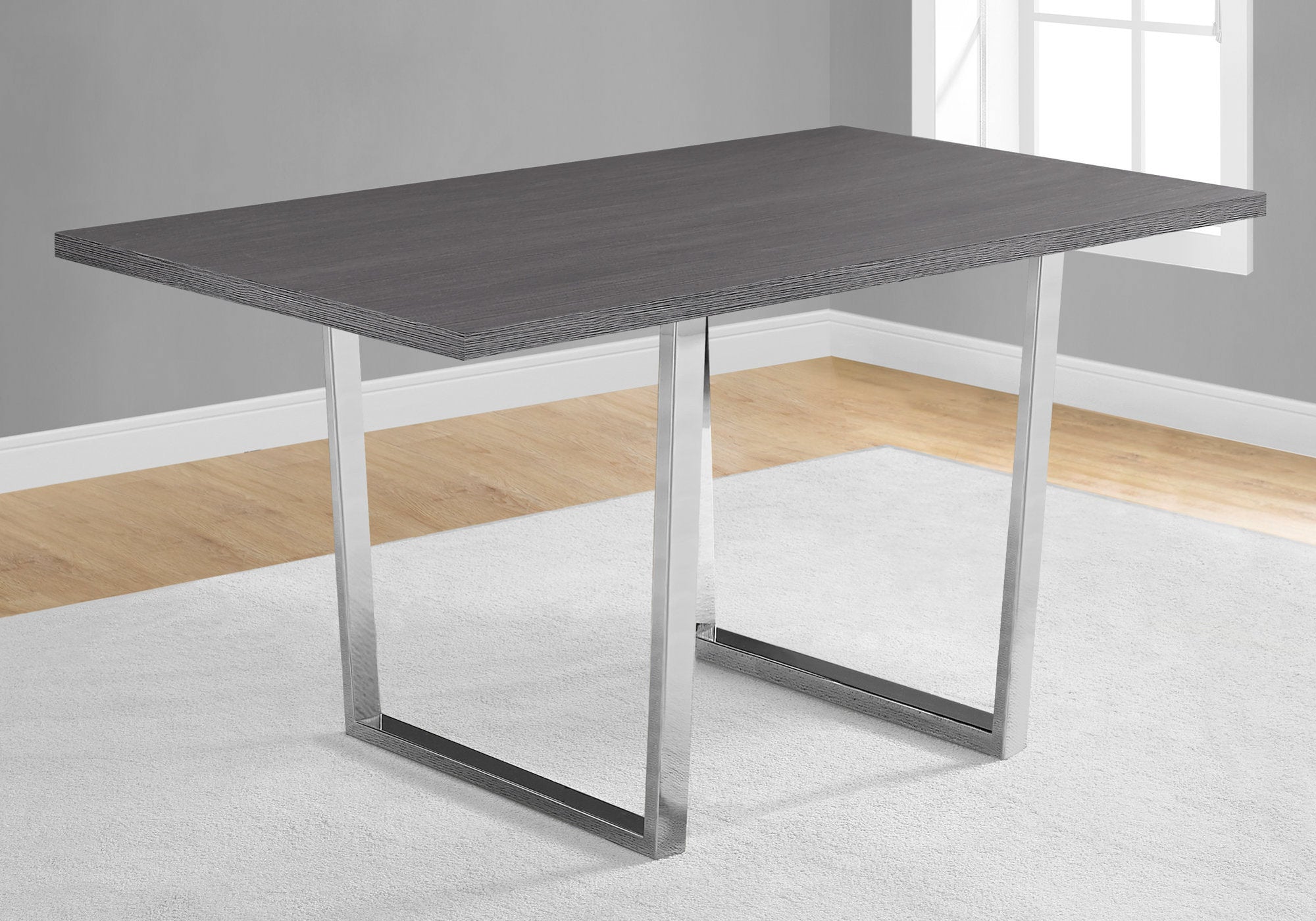 Dining Table 60"x36" Grey Cement Chrome Legs-Dining Chair-DECOROLALA