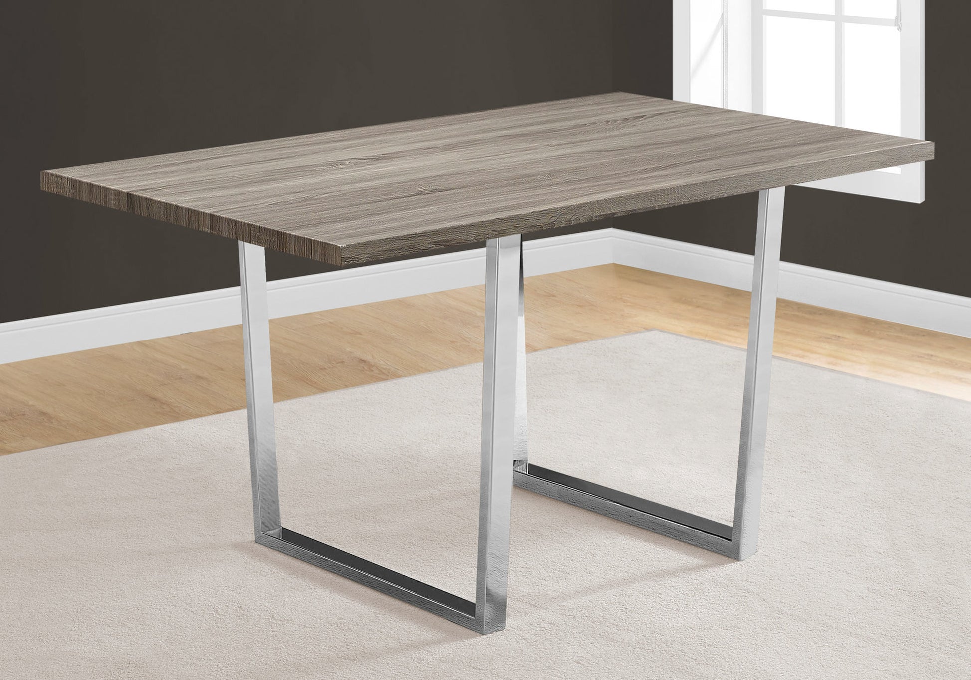 Dining Table 60"x36" Grey Cement Chrome Legs-Dining Chair-DECOROLALA