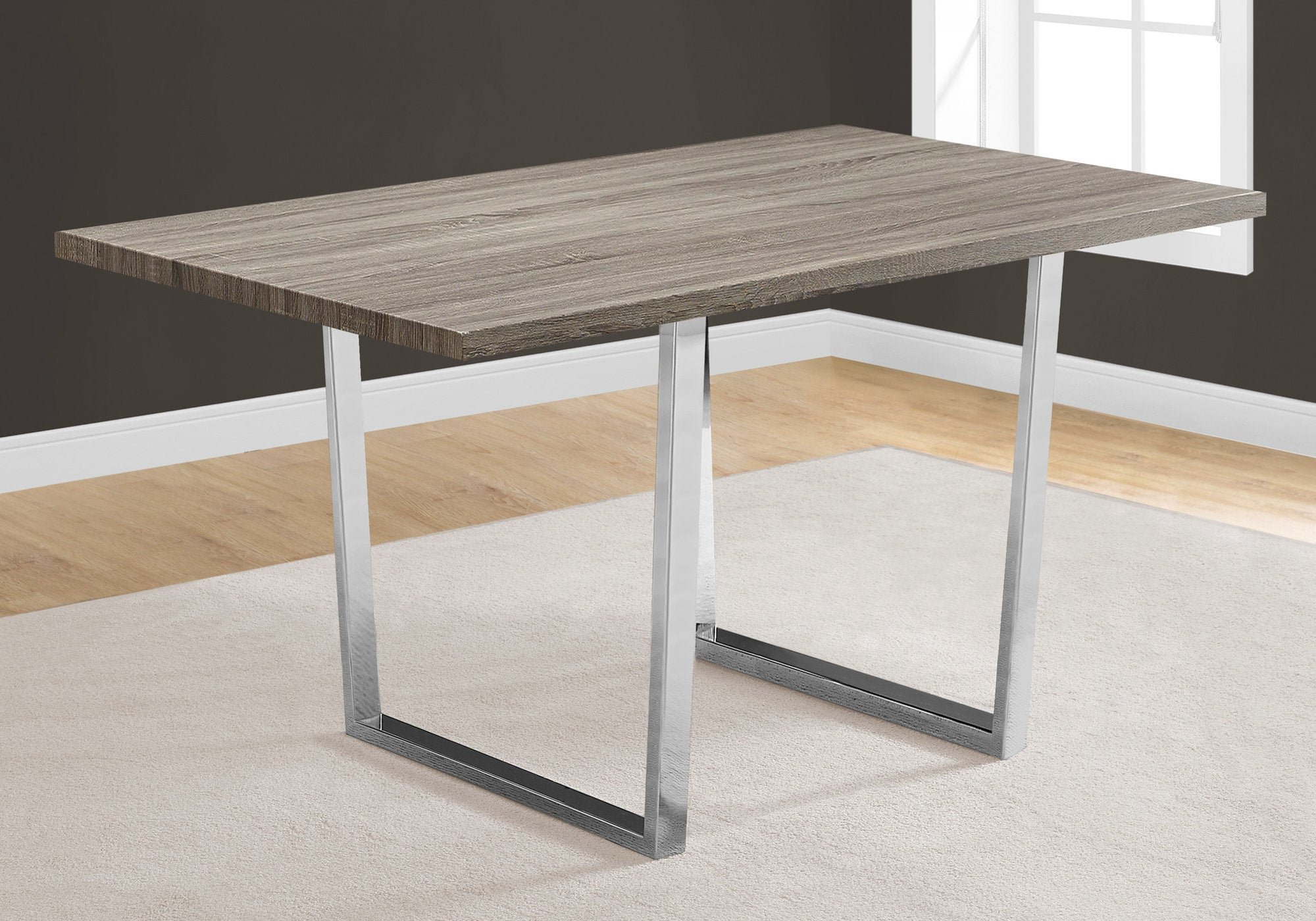Dining Table 60"x36" Grey Cement Chrome Legs-Dining Chair-DECOROLALA