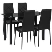 Dining Table Set 5-Piece Black Glass-DECOROLALA