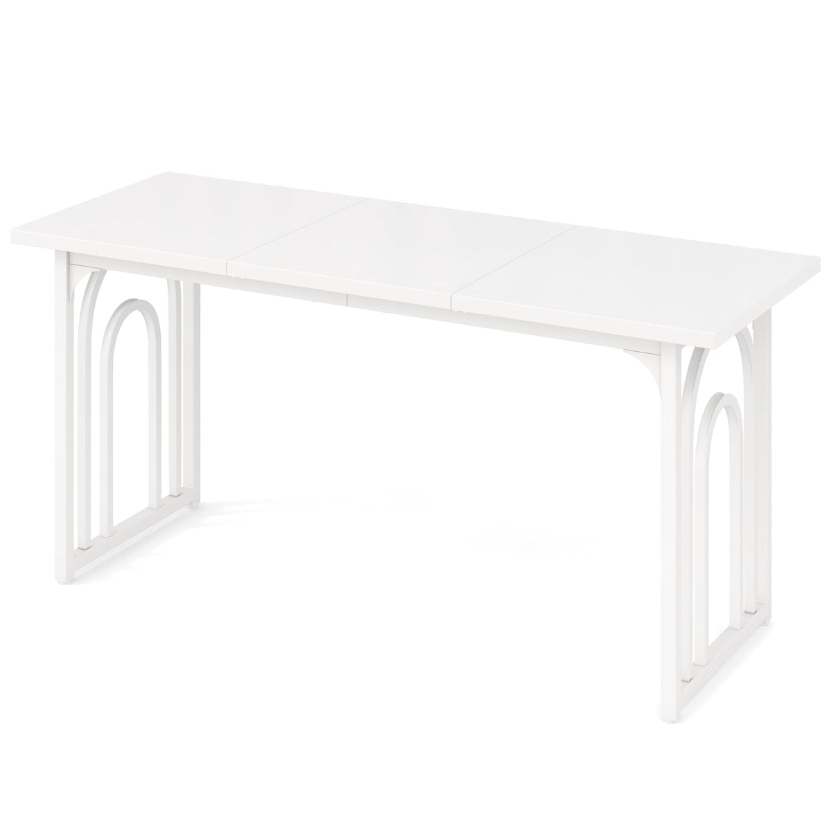 Dining Table for 6-8 People 63 Inch Rectangular Farmhouse Kitchen Table-White-Dining Tables-DECOROLALA