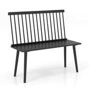 Dining Windsor Bench with Spindle Back and Anti-Slip Foot Pads-Black-Dining Chairs-DECOROLALA