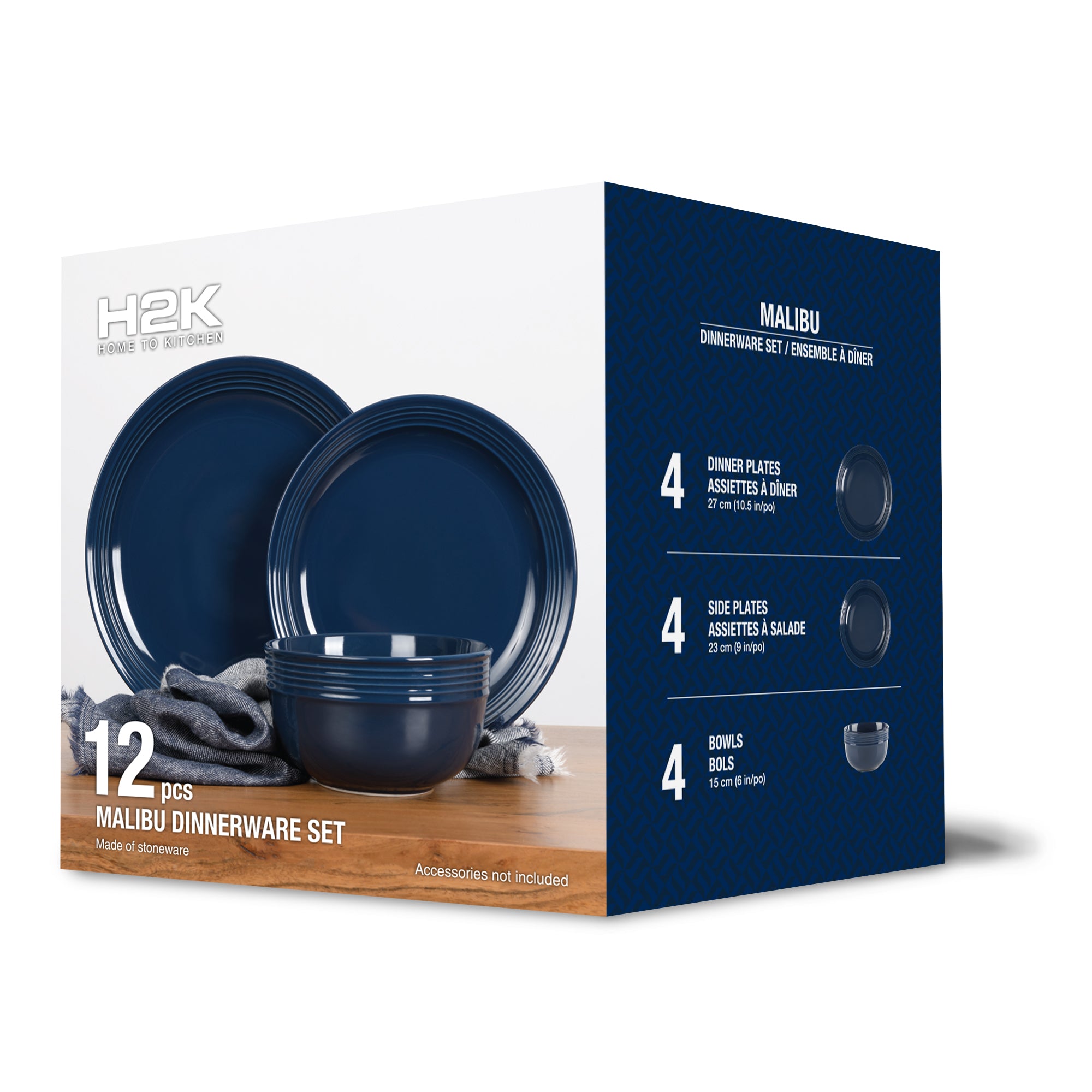 Dinnerset 12pc Stoneware Malibu Navy-Dinnerware-DECOROLALA