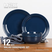 Dinnerset 12pc Stoneware Malibu Navy-Dinnerware-DECOROLALA