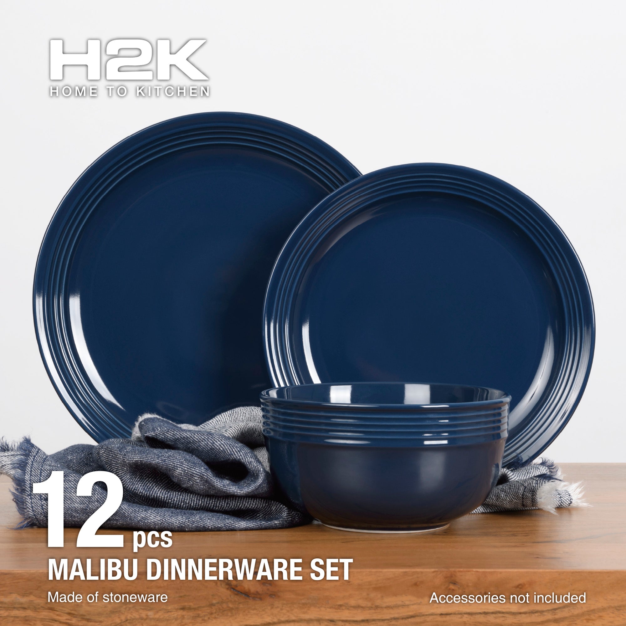 Dinnerset 12pc Stoneware Malibu Navy-Dinnerware-DECOROLALA
