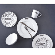 Dinnerware Set 16pc Porcelain Dragonfly Black White-Dinnerware-DECOROLALA