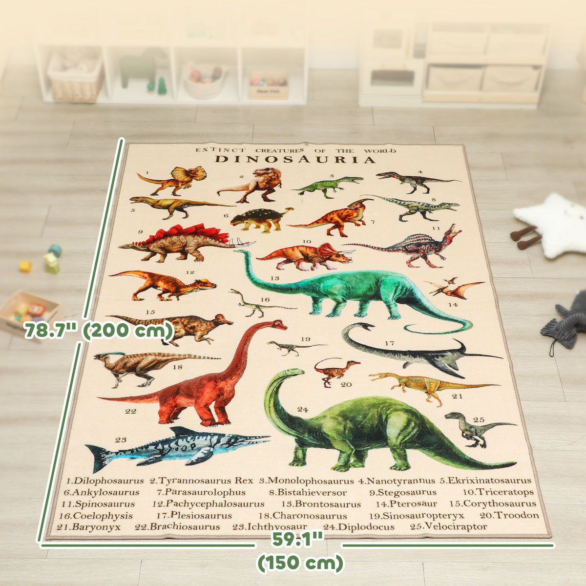 Large Play Mat 79" x 59", Crawling Mat for Toddlers, Living Room and Bedroom with Dinosaur Pattern-Toys & Games > Baby & Toddler Toys > Kids Gym & Playmats-DECOROLALA