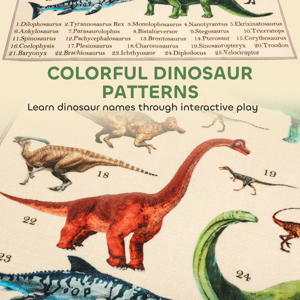 Large Play Mat 79" x 59", Crawling Mat for Toddlers, Living Room and Bedroom with Dinosaur Pattern-Toys & Games > Baby & Toddler Toys > Kids Gym & Playmats-DECOROLALA