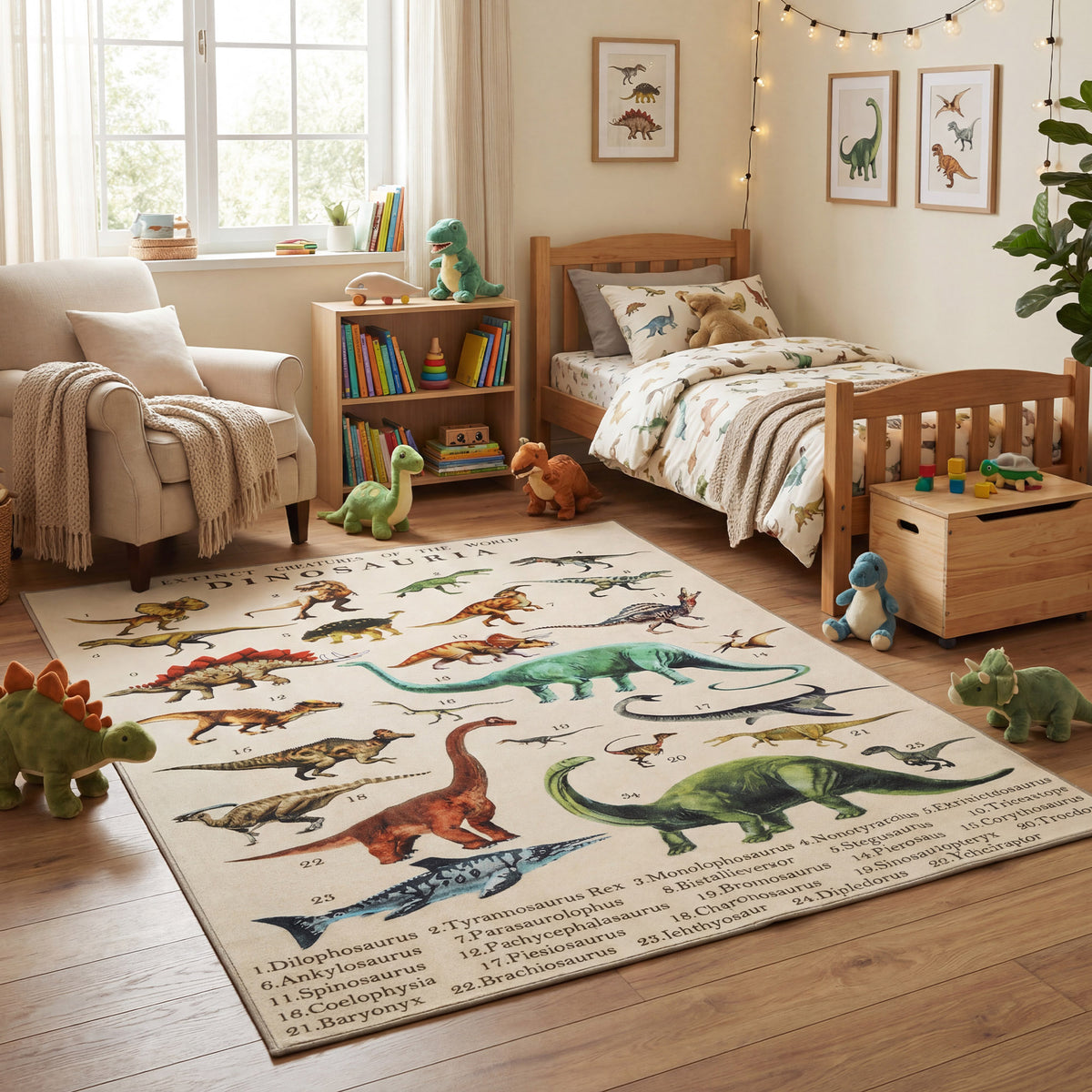 Large Play Mat 79" x 59", Crawling Mat for Toddlers, Living Room and Bedroom with Dinosaur Pattern-Toys & Games > Baby & Toddler Toys > Kids Gym & Playmats-DECOROLALA